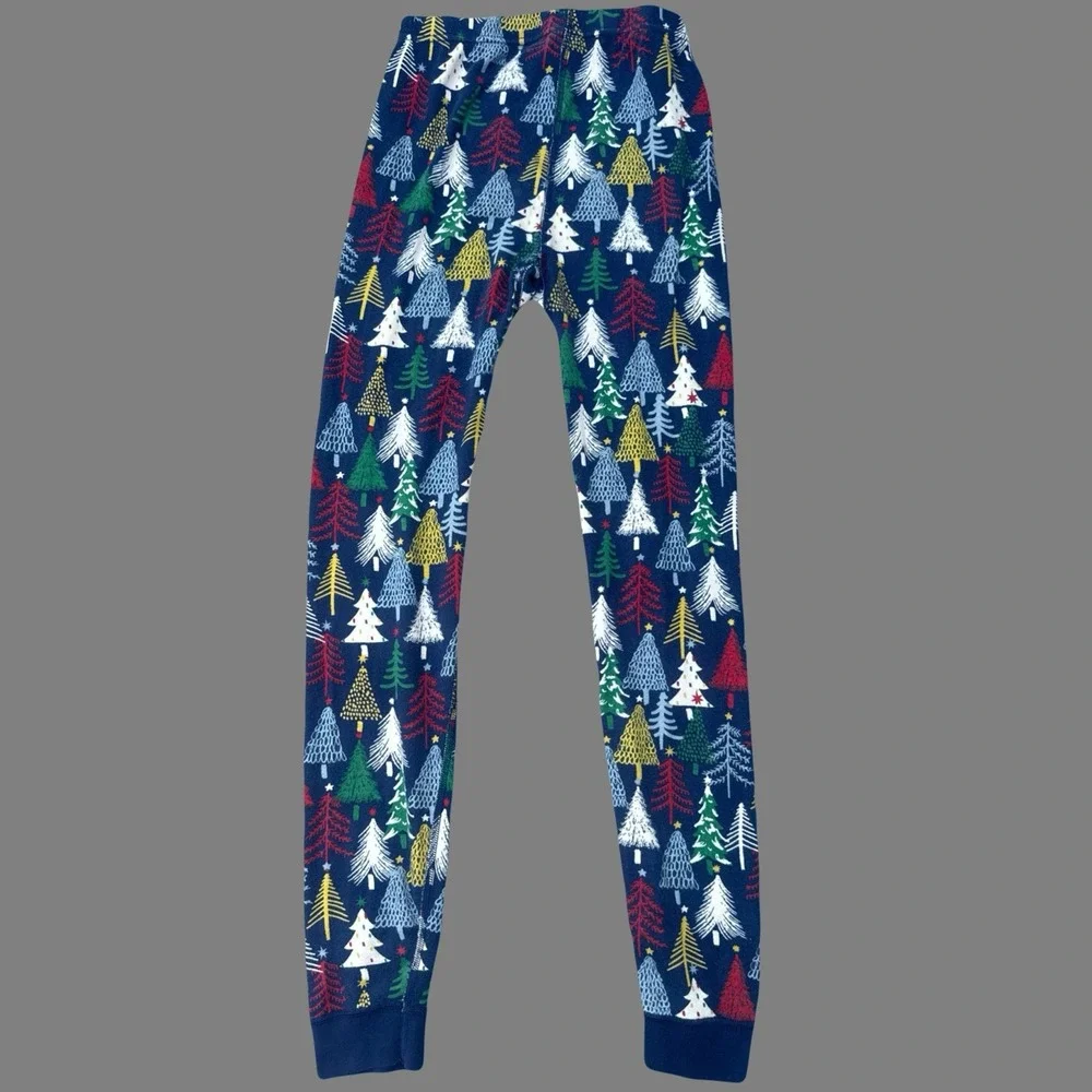 Hanna Andersson Twinkly Trees on Navy Organic Cotton Pajamas 2 Pc PJ Set Size 14